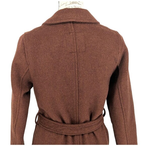 ABERCROMBIE & FITCH Wrap Coat Small Wool Blend Rust Preppy Academia Chic - Picture 13 of 15